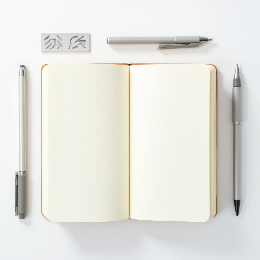 Bullet journal starter set with dotted grid notebook, quality pen set, stickers and planning tools included