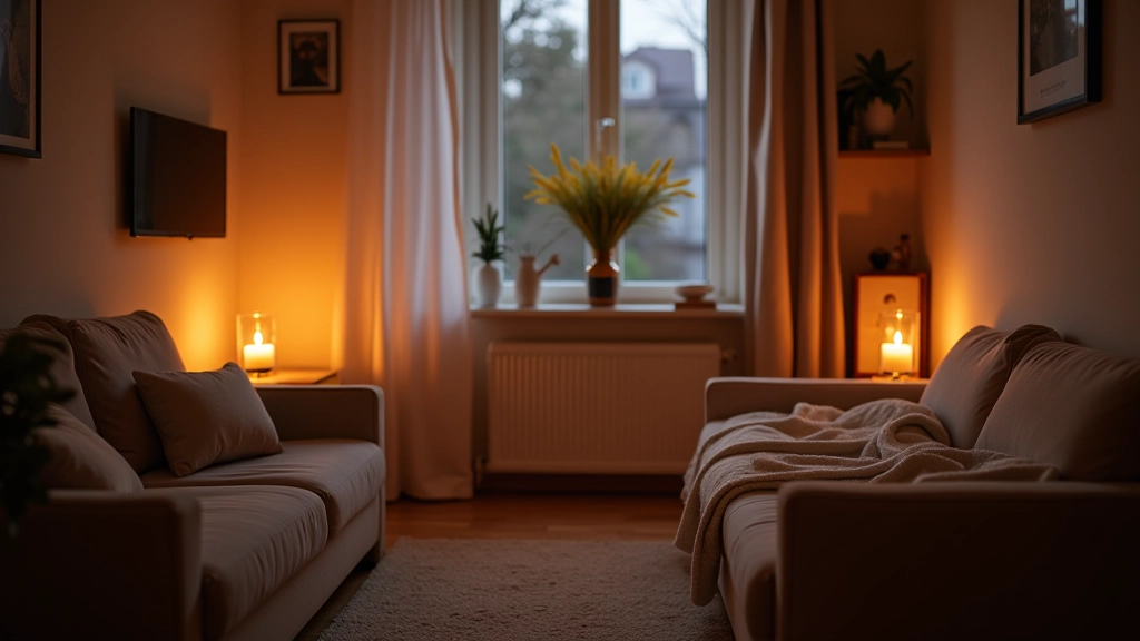 Student apartment with warm lighting and candles